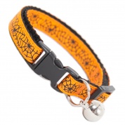 Orange Spiders Web Spooky Halloween Cats Collar